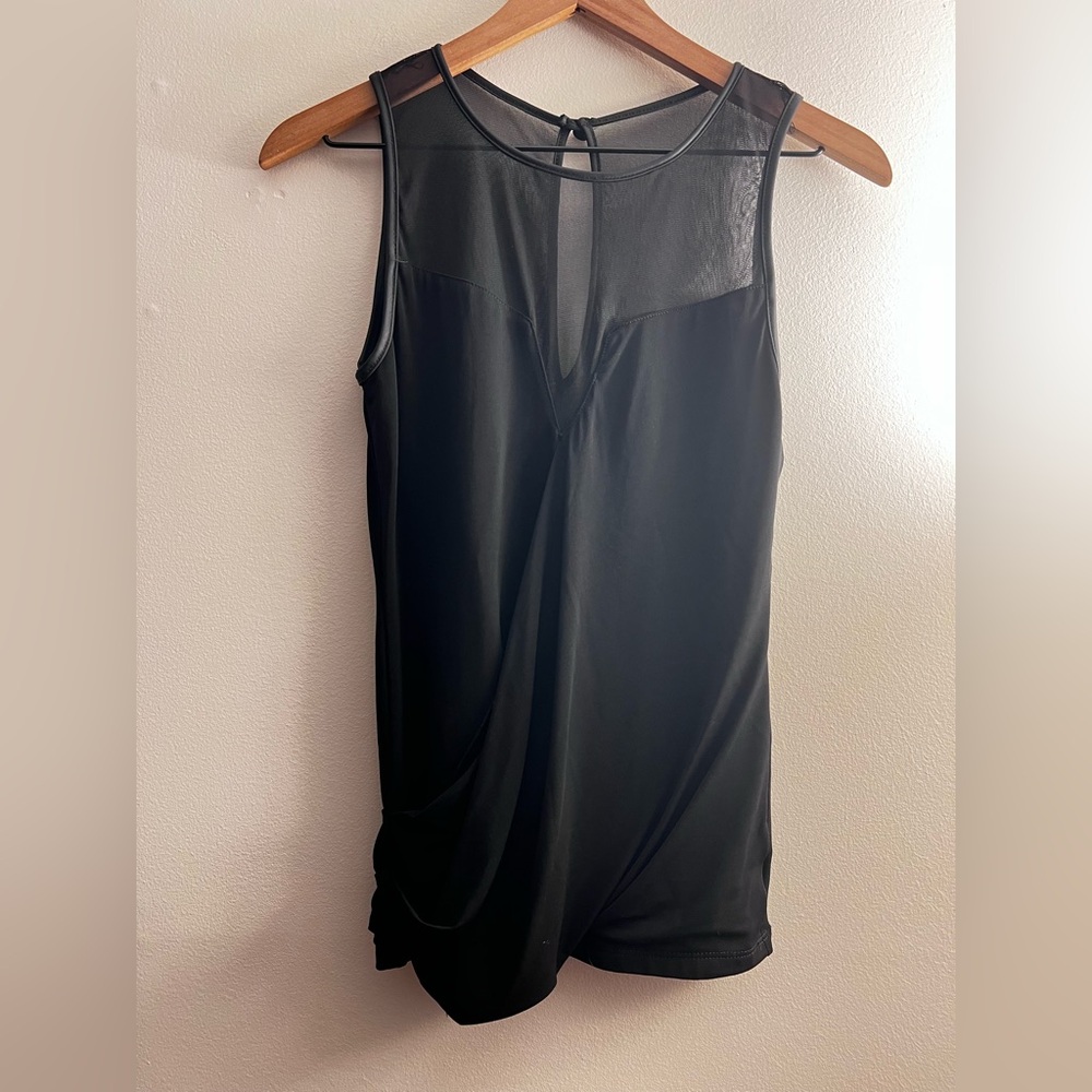 BEBE MESH TOP black sleeveless Faux Wrap stretch goth grunge witchy y2k XS